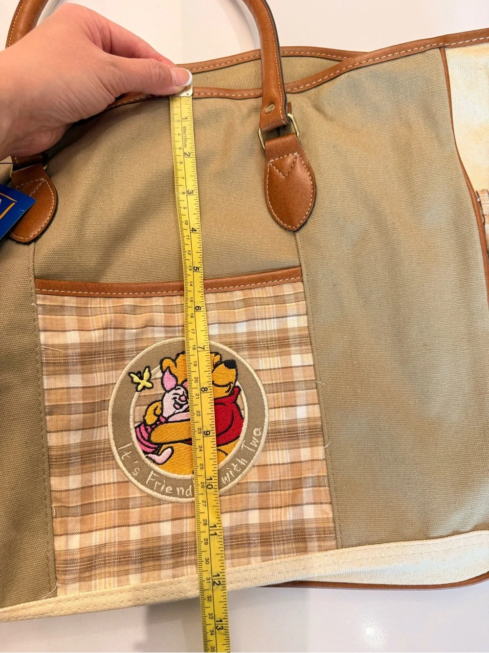 Disney RARE Winnie The Pooh Baby Diaper Bag Canvas Tote Large AS IS‎ Stained